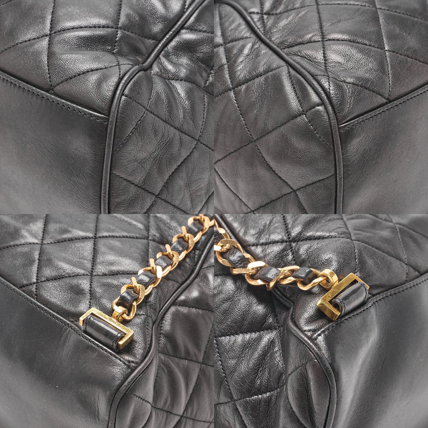CHANEL Lambskin Coco Mark Chain Backpack Black Gold-Tone Hardware, Pre-Owned