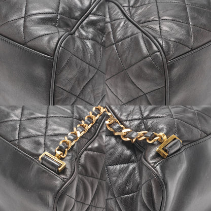 CHANEL Lambskin Coco Mark Chain Backpack Black Gold-Tone Hardware, Pre-Owned