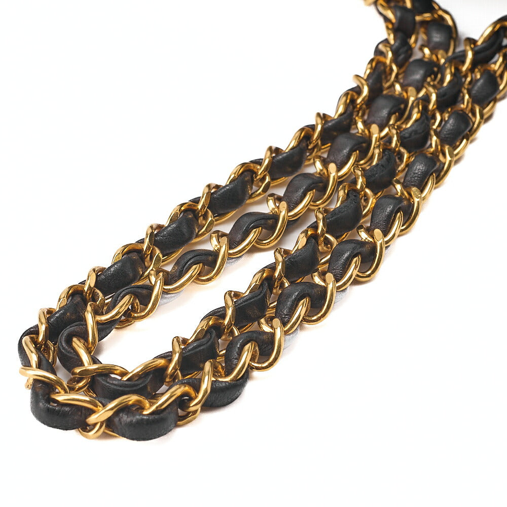CHANEL Lambskin Matelasse 25cm Double Flap Chain Shoulder Black Gold-Tone Hardware, Pre-Owned