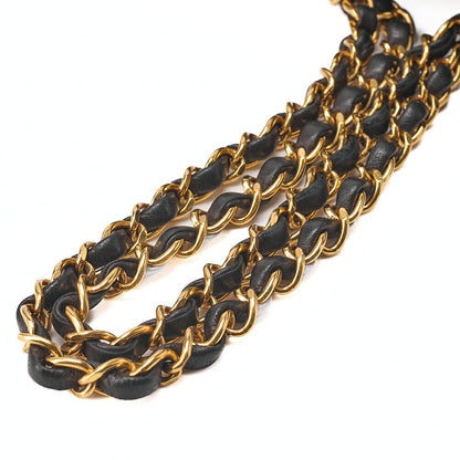 CHANEL Lambskin Matelasse 25cm Double Flap Chain Shoulder Black Gold-Tone Hardware, Pre-Owned