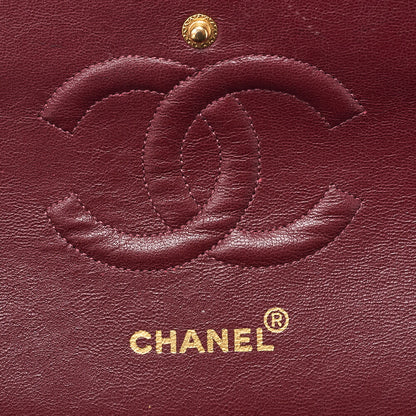 CHANEL Lambskin Matelasse 25cm Double Flap Chain Shoulder Black Gold-Tone Hardware, Pre-Owned