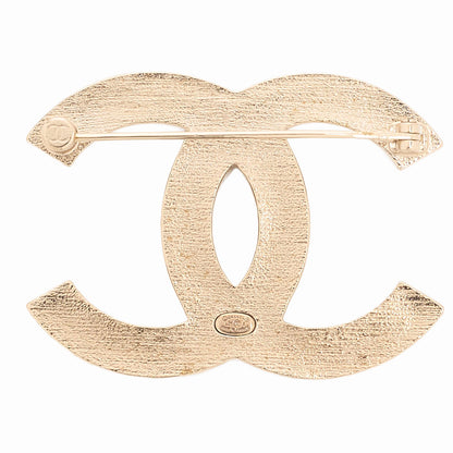 CHANEL Coco Mark L21S Brooch GP x Rhinestone Champagne Gold Plated-Tone Hardware, Pre-Owned