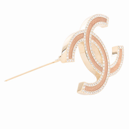 CHANEL Coco Mark L21S Brooch GP x Rhinestone Champagne Gold Plated-Tone Hardware, Pre-Owned