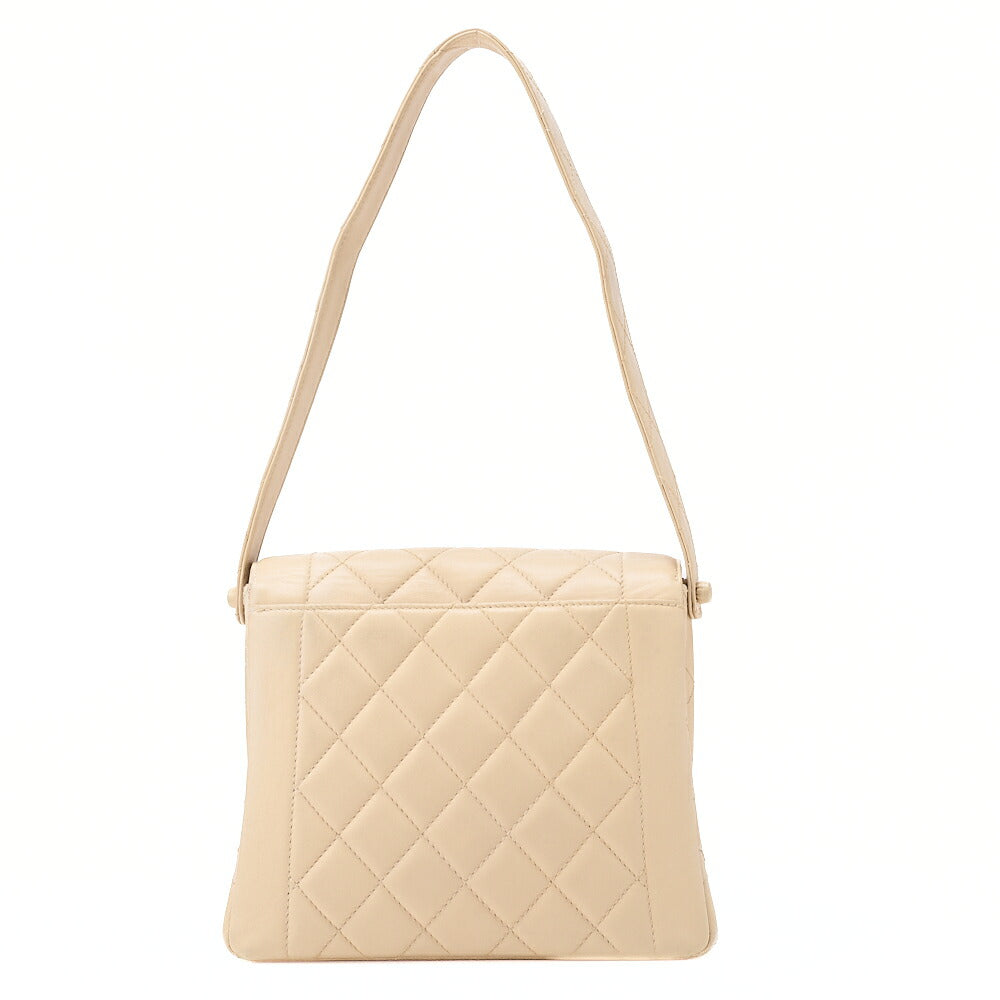 CHANEL Lambskin Matelasse Diana Flap One-Shoulder Beige Gold-Tone Hardware, Pre-Owned
