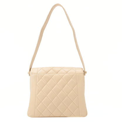 CHANEL Lambskin Matelasse Diana Flap One-Shoulder Beige Gold-Tone Hardware, Pre-Owned