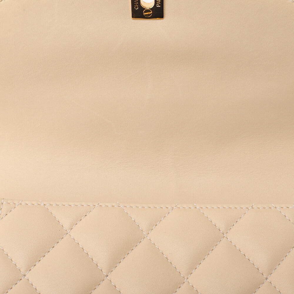CHANEL Lambskin Matelasse Diana Flap One-Shoulder Beige Gold-Tone Hardware, Pre-Owned