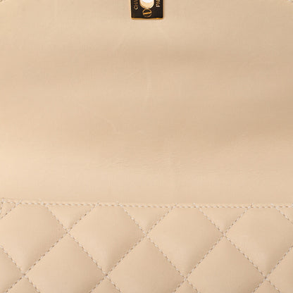 CHANEL Lambskin Matelasse Diana Flap One-Shoulder Beige Gold-Tone Hardware, Pre-Owned