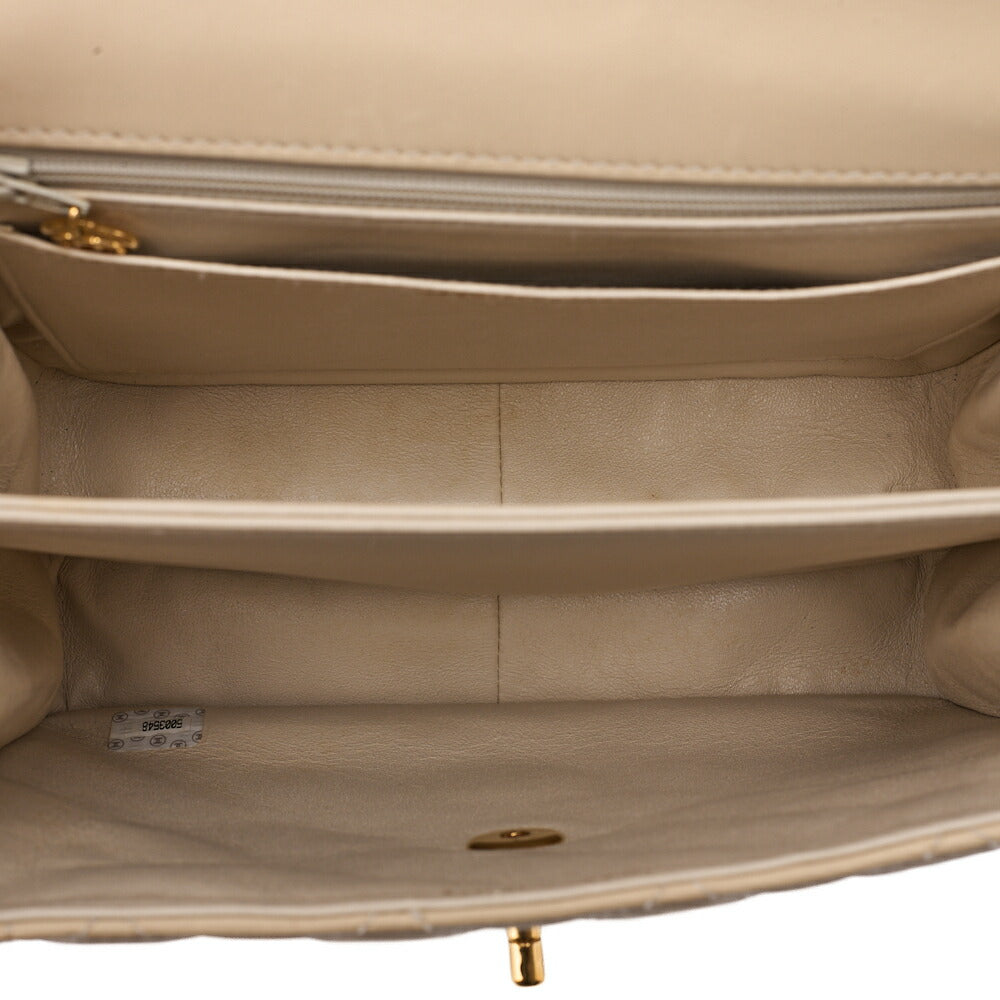 CHANEL Lambskin Matelasse Diana Flap One-Shoulder Beige Gold-Tone Hardware, Pre-Owned