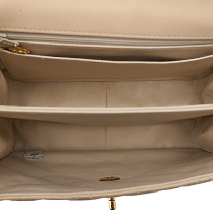 CHANEL Lambskin Matelasse Diana Flap One-Shoulder Beige Gold-Tone Hardware, Pre-Owned