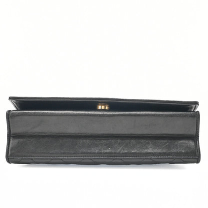 CHANEL Matelasse Full Flap Lambskin Black Top Coco Mark Chain Shoulder Gold-Tone Hardware, Pre-Owned