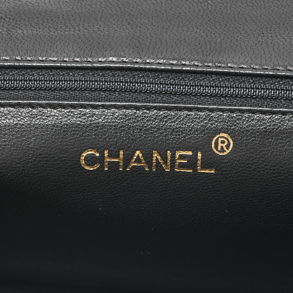 CHANEL Matelasse Full Flap Lambskin Black Top Coco Mark Chain Shoulder Gold-Tone Hardware, Pre-Owned