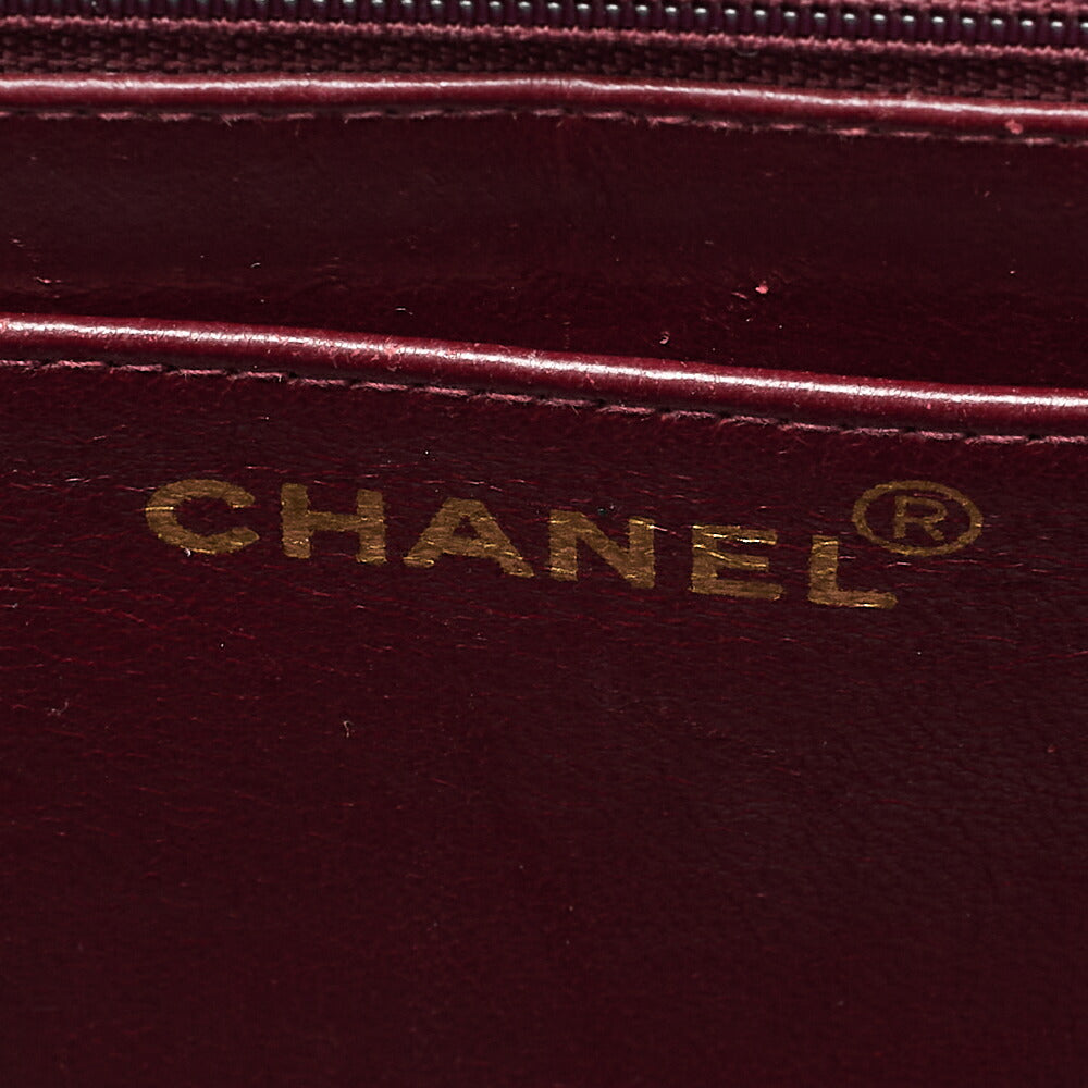 CHANEL Chain Shoulder Bag Deka Matelasse 34cm Single Flap Lambskin Black Gold-Tone Hardware, Pre-Owned