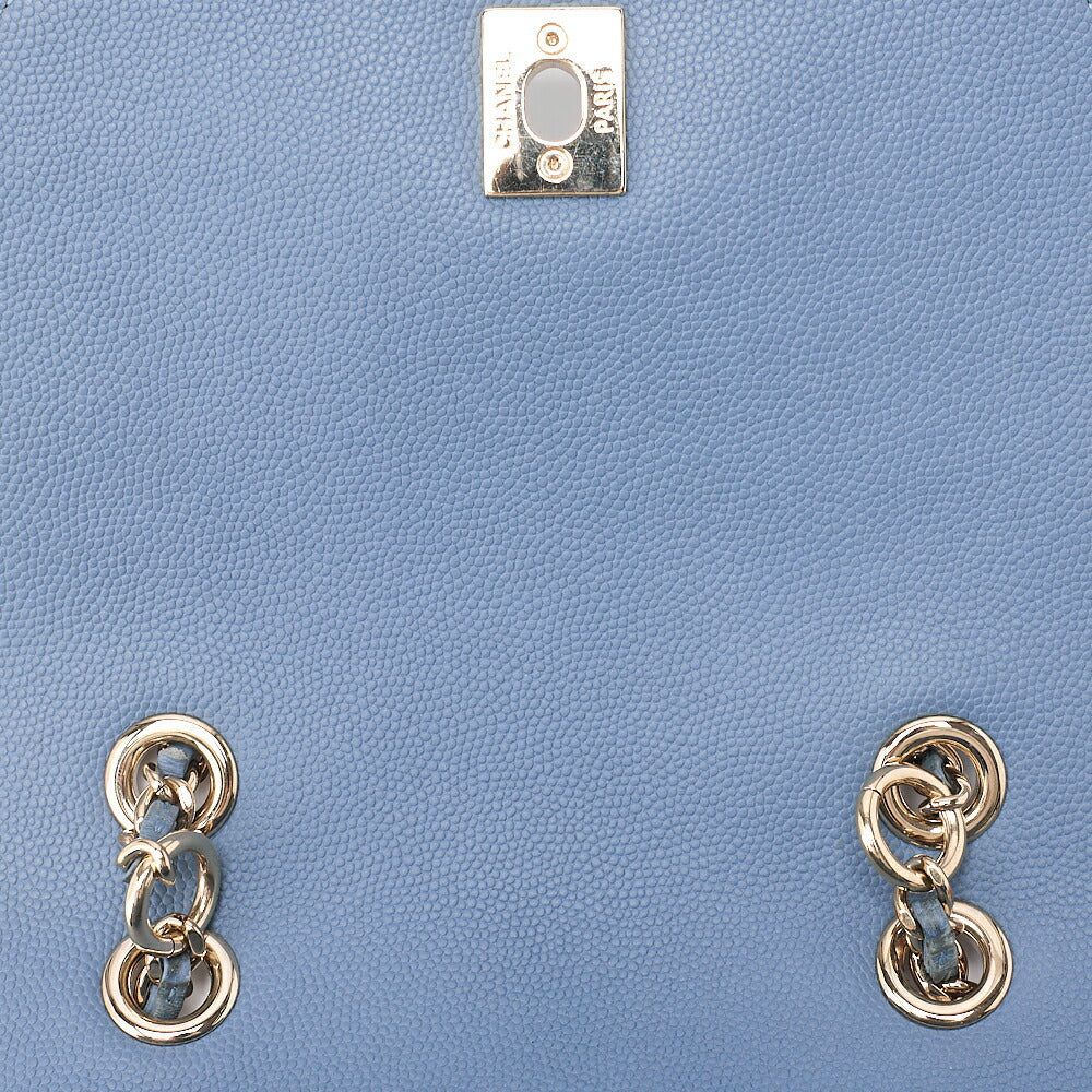 CHANEL Caviar Skin Turn Lock Chain Backpack Blue Gold-Tone Hardware, Pre-Owned