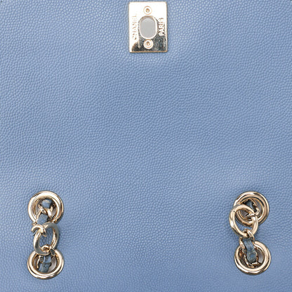 CHANEL Caviar Skin Turn Lock Chain Backpack Blue Gold-Tone Hardware, Pre-Owned