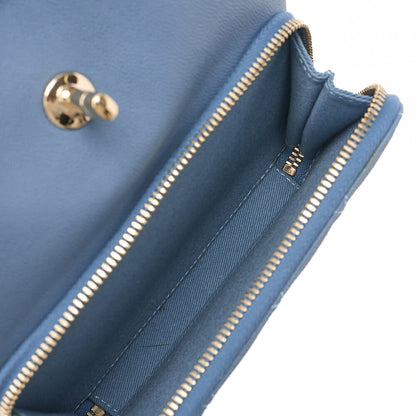 CHANEL Caviar Skin Turn Lock Chain Backpack Blue Gold-Tone Hardware, Pre-Owned