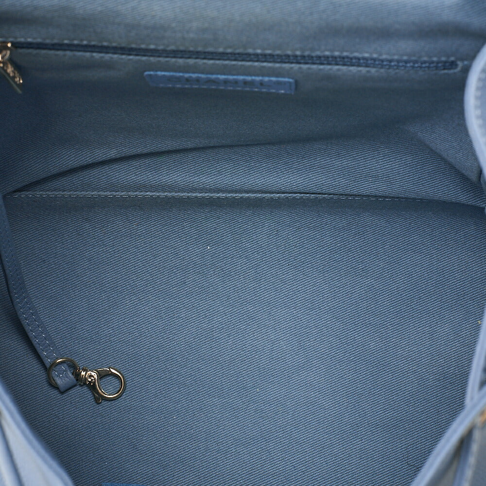 CHANEL Caviar Skin Turn Lock Chain Backpack Blue Gold-Tone Hardware, Pre-Owned