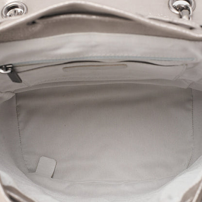 CHANEL Matelasse Turn Lock Chain Backpack Super Crew Leather Silver Silver-Tone Hardware, Pre-Owned