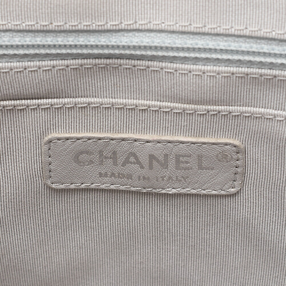 CHANEL Matelasse Turn Lock Chain Backpack Super Crew Leather Silver Silver-Tone Hardware, Pre-Owned