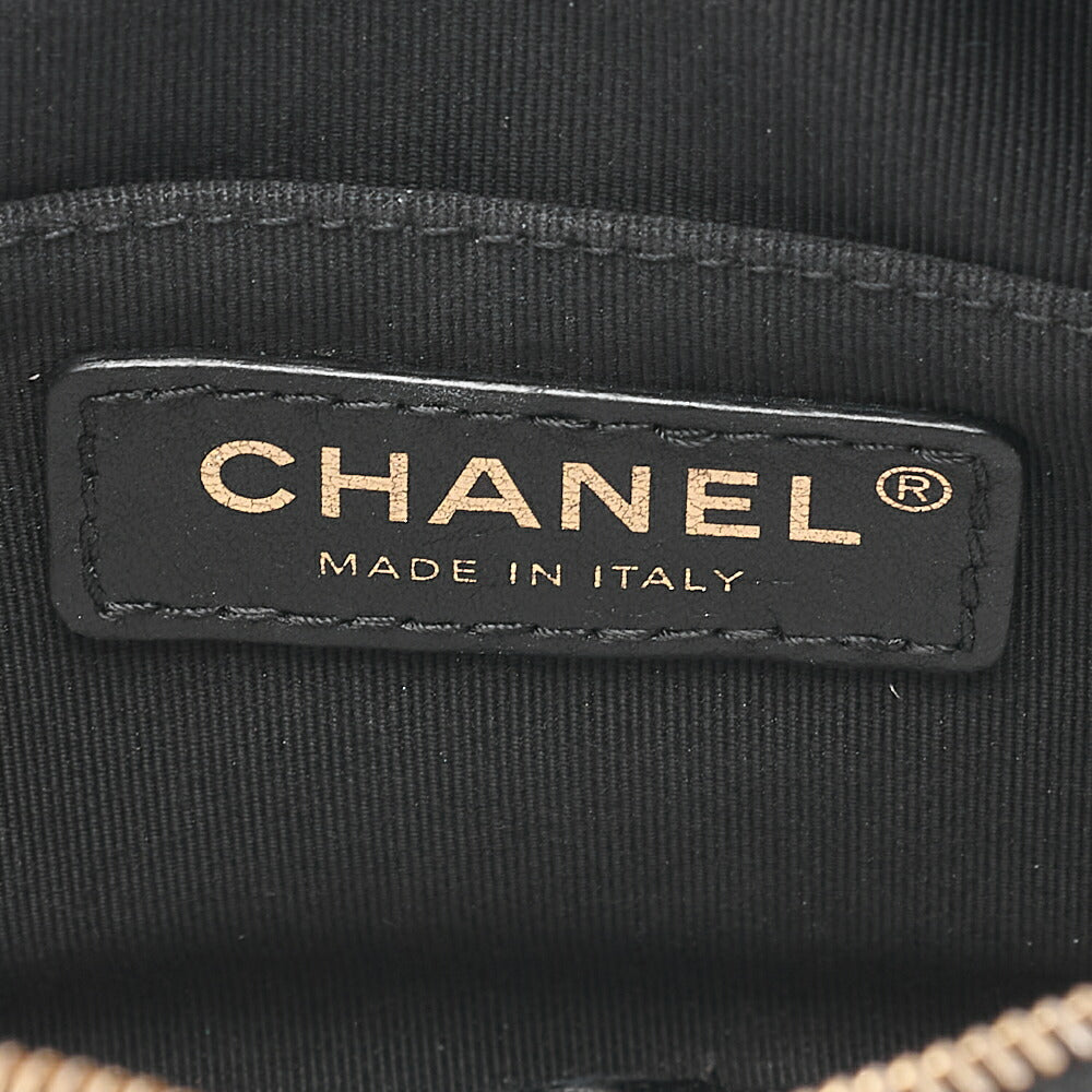 CHANEL Lambskin X Cotton Matelasse Coco Mark Double Chain Shoulder Black Gold-Tone Hardware, Pre-Owned