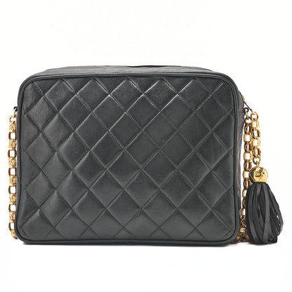 CHANEL Lambskin Matelasse Diana Flap Visual Chain Shoulder Black Gold-Tone Hardware, Pre-Owned
