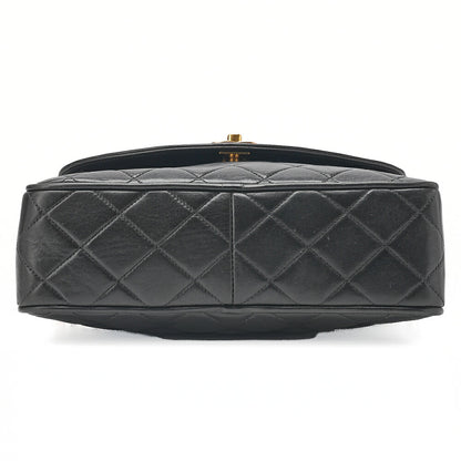 CHANEL Lambskin Matelasse Diana Flap Visual Chain Shoulder Black Gold-Tone Hardware, Pre-Owned