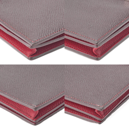 HERMES Bearn Souffle Epson Bi-Fold Long Wallet Havana X Rouge Silver-Tone Hardware, Pre-Owned
