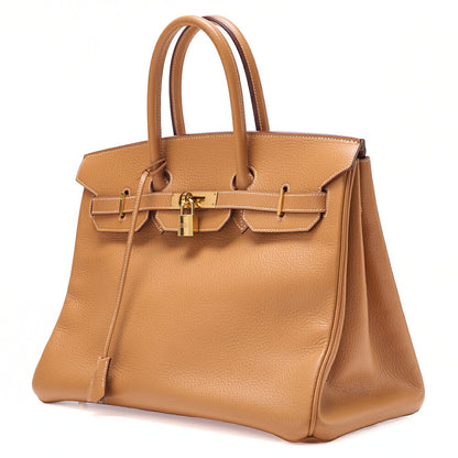 HERMES Hermes Birkin 35 Handbag Ardennes Natural Sable Gold-Tone Hardware, Pre-Owned