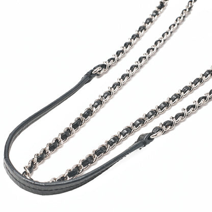 CHANEL Vintage Calf X Vinyl Matelasse Turn Lock Backpack-Type Chain Shoulder Black Silver-Tone Hardware, Pre-Owned
