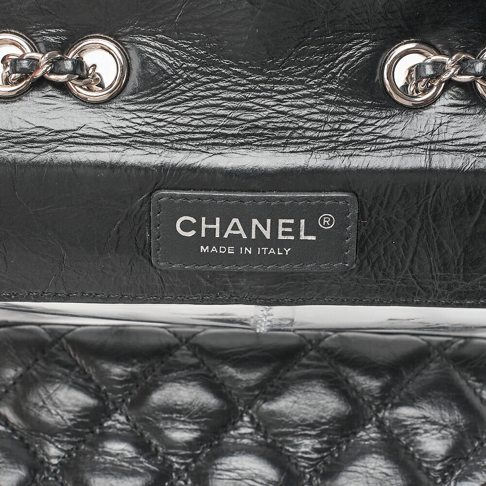 CHANEL Vintage Calf X Vinyl Matelasse Turn Lock Backpack-Type Chain Shoulder Black Silver-Tone Hardware, Pre-Owned