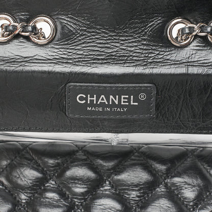 CHANEL Vintage Calf X Vinyl Matelasse Turn Lock Backpack-Type Chain Shoulder Black Silver-Tone Hardware, Pre-Owned