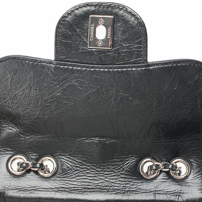 CHANEL Vintage Calf X Vinyl Matelasse Turn Lock Backpack-Type Chain Shoulder Black Silver-Tone Hardware, Pre-Owned