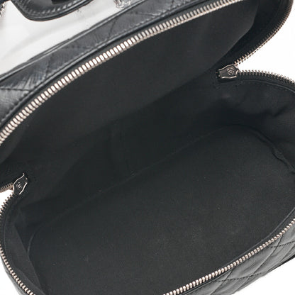 CHANEL Vintage Calf X Vinyl Matelasse Turn Lock Backpack-Type Chain Shoulder Black Silver-Tone Hardware, Pre-Owned