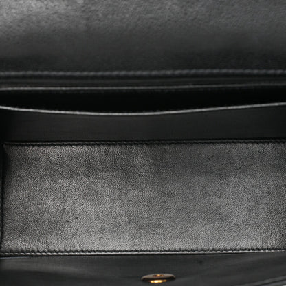 CHANEL Caviar Skin Matelasse Turn Lock V-Flap Handbag Black Gold-Tone Hardware, Pre-Owned