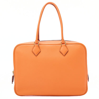 HERMES Plume 32 Taurillon Handbag Orange Gold-Tone Hardware, Pre-Owned