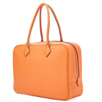 HERMES Plume 32 Taurillon Handbag Orange Gold-Tone Hardware, Pre-Owned