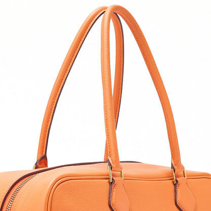 HERMES Plume 32 Taurillon Handbag Orange Gold-Tone Hardware, Pre-Owned