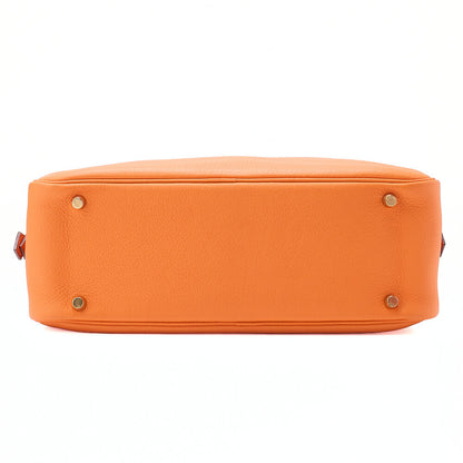 HERMES Plume 32 Taurillon Handbag Orange Gold-Tone Hardware, Pre-Owned