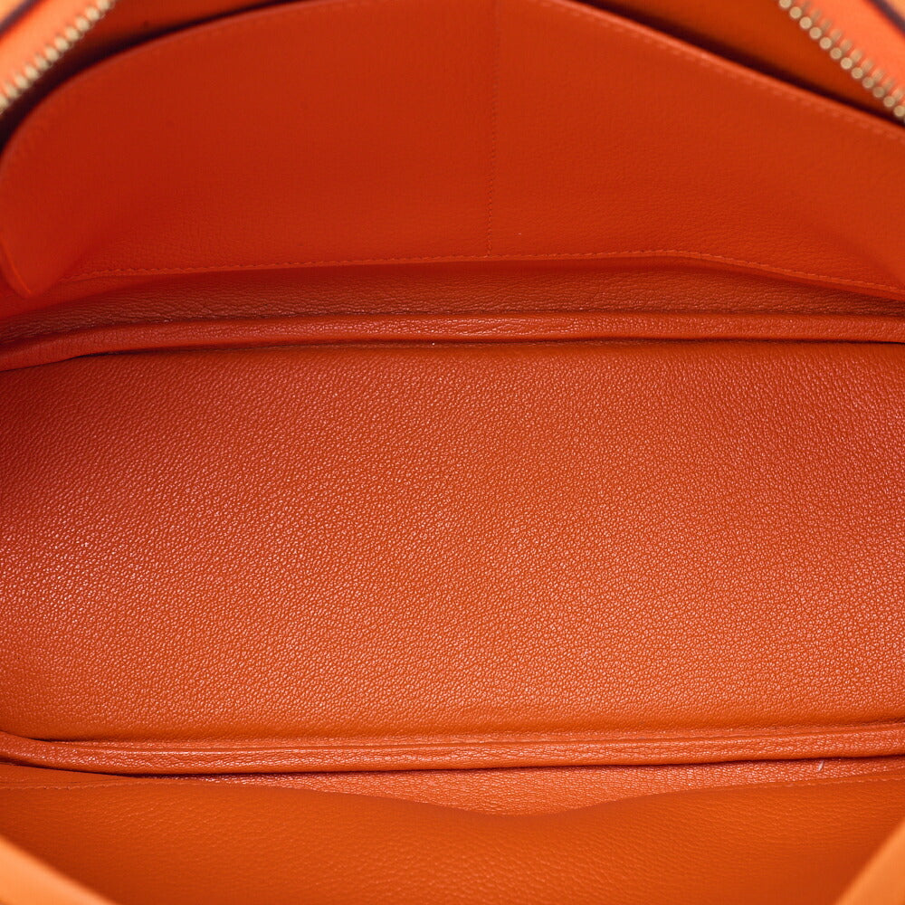 HERMES Plume 32 Taurillon Handbag Orange Gold-Tone Hardware, Pre-Owned