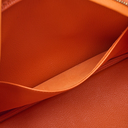 HERMES Plume 32 Taurillon Handbag Orange Gold-Tone Hardware, Pre-Owned