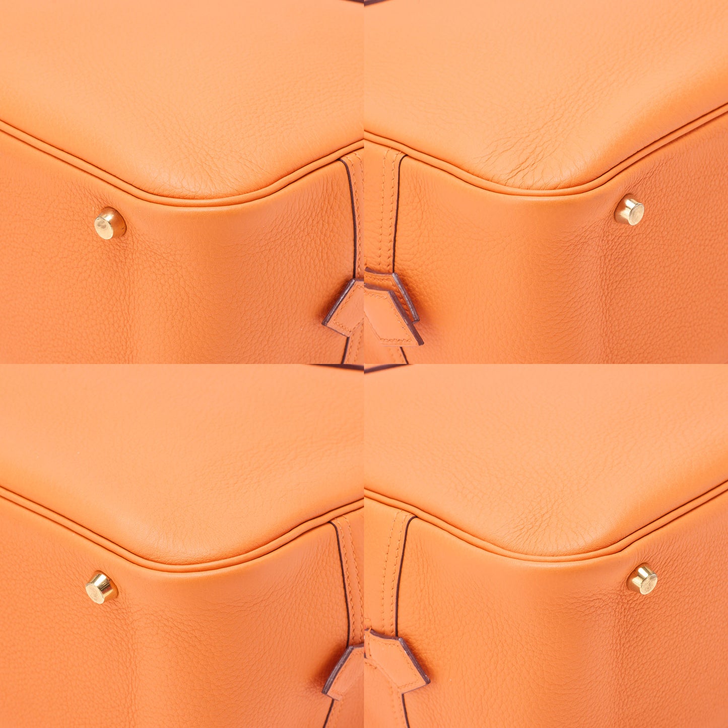 HERMES Plume 32 Taurillon Handbag Orange Gold-Tone Hardware, Pre-Owned