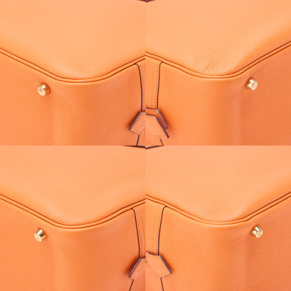 HERMES Plume 32 Taurillon Handbag Orange Gold-Tone Hardware, Pre-Owned