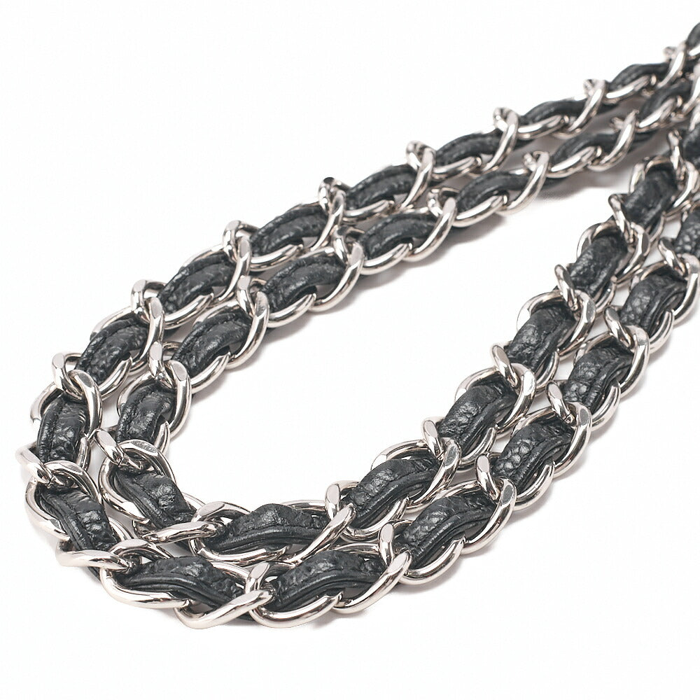 CHANEL Caviar Skin Deka Matelasse 30cm Double Flap Chain Shoulder Bag Black Silver-Tone Hardware, Pre-Owned