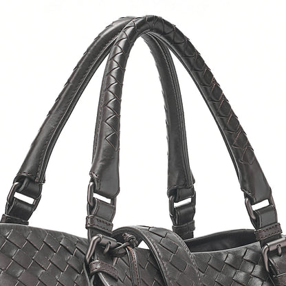 BOTTEGA VENETA Bottega Lambskin Intrechart Tote Bag Brown Dark Gray-Tone Hardware, Pre-Owned