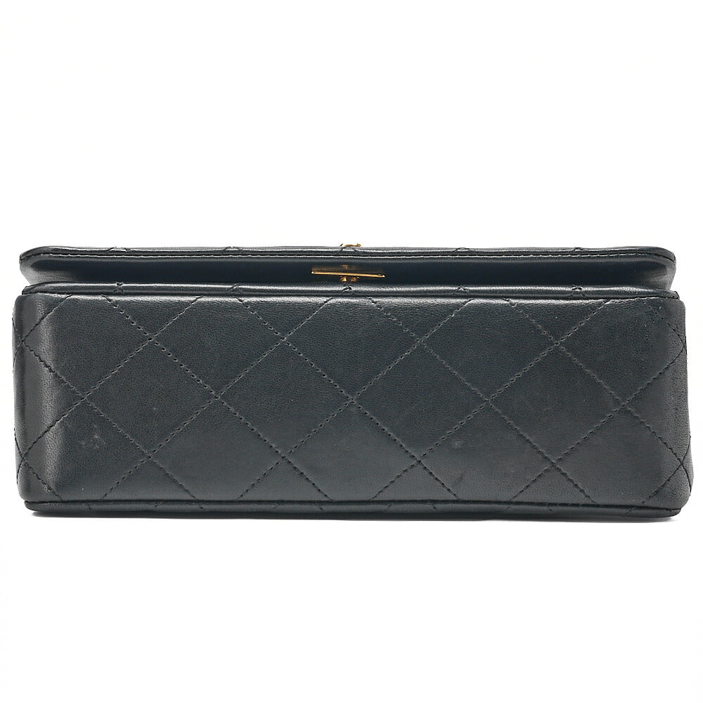 CHANEL Lambskin Matelasse Full Flap Chain Shoulder Black Gold-Tone Hardware, Pre-Owned