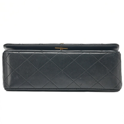 CHANEL Lambskin Matelasse Full Flap Chain Shoulder Black Gold-Tone Hardware, Pre-Owned