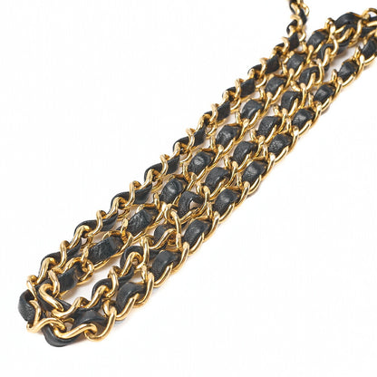 CHANEL Lambskin Matelasse Full Flap Chain Shoulder Black Gold-Tone Hardware, Pre-Owned