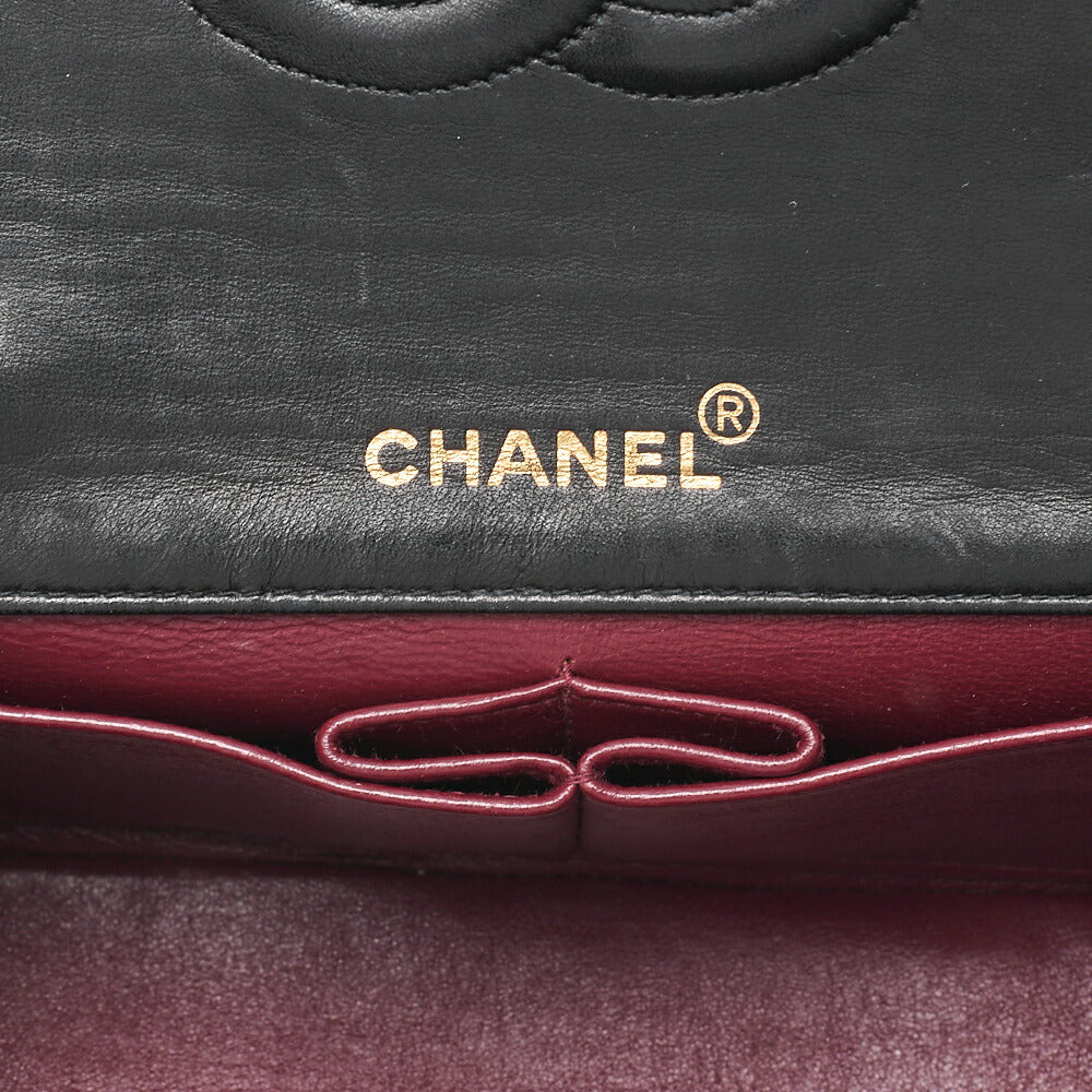 CHANEL Lambskin Matelasse Full Flap Chain Shoulder Black Gold-Tone Hardware, Pre-Owned