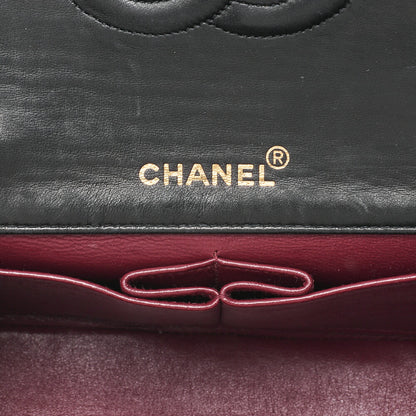CHANEL Lambskin Matelasse Full Flap Chain Shoulder Black Gold-Tone Hardware, Pre-Owned