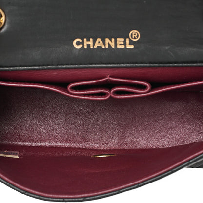 CHANEL Lambskin Matelasse Full Flap Chain Shoulder Black Gold-Tone Hardware, Pre-Owned