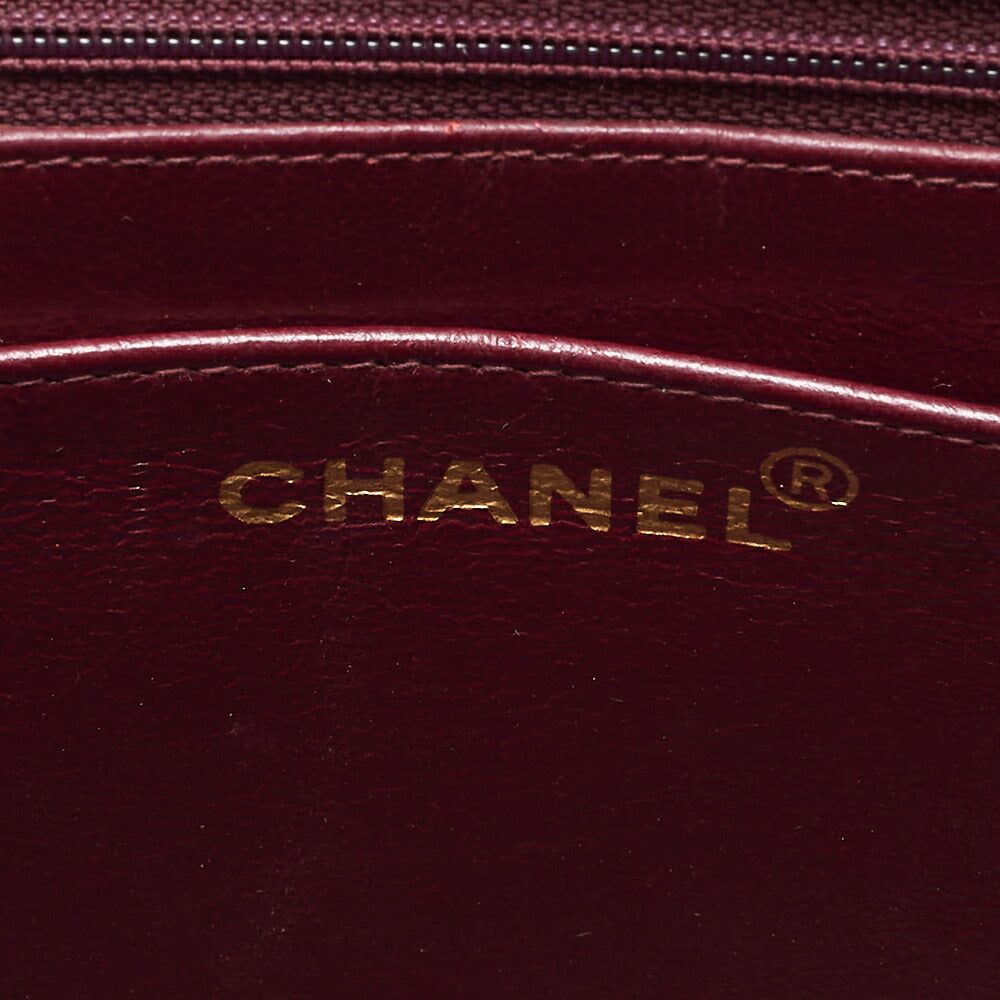 CHANEL Chain Shoulder Bag Deka Matelasse 34cm Single Flap Lambskin Black Gold-Tone Hardware, Pre-Owned
